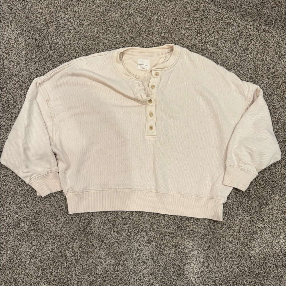 American Eagle Outfitters Beige Button-Up Top